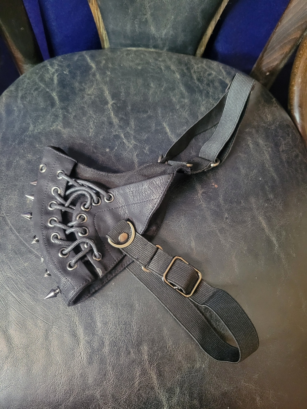 Black Spiked Lace-Up Face Mask, Read description